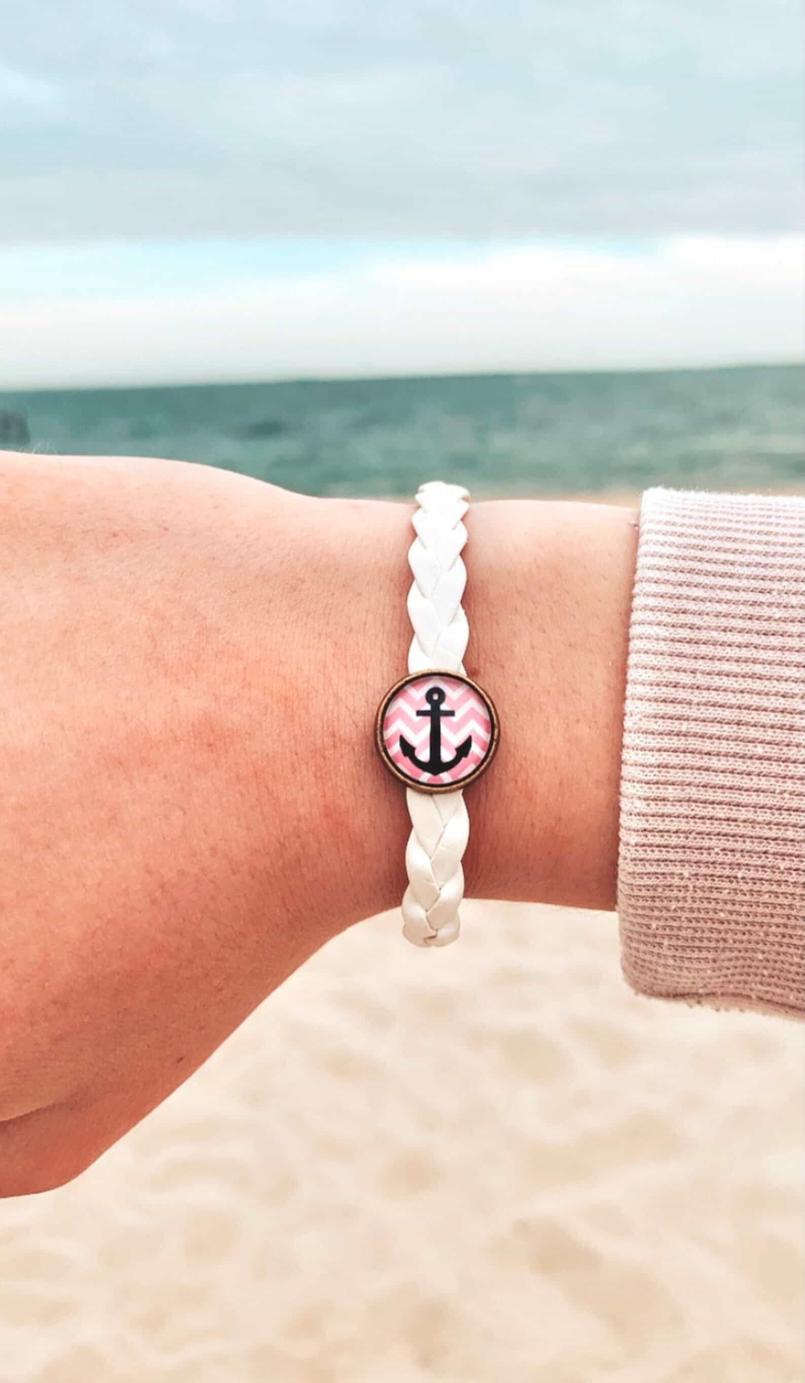 Cape Cod Outline White Braided Bracelets