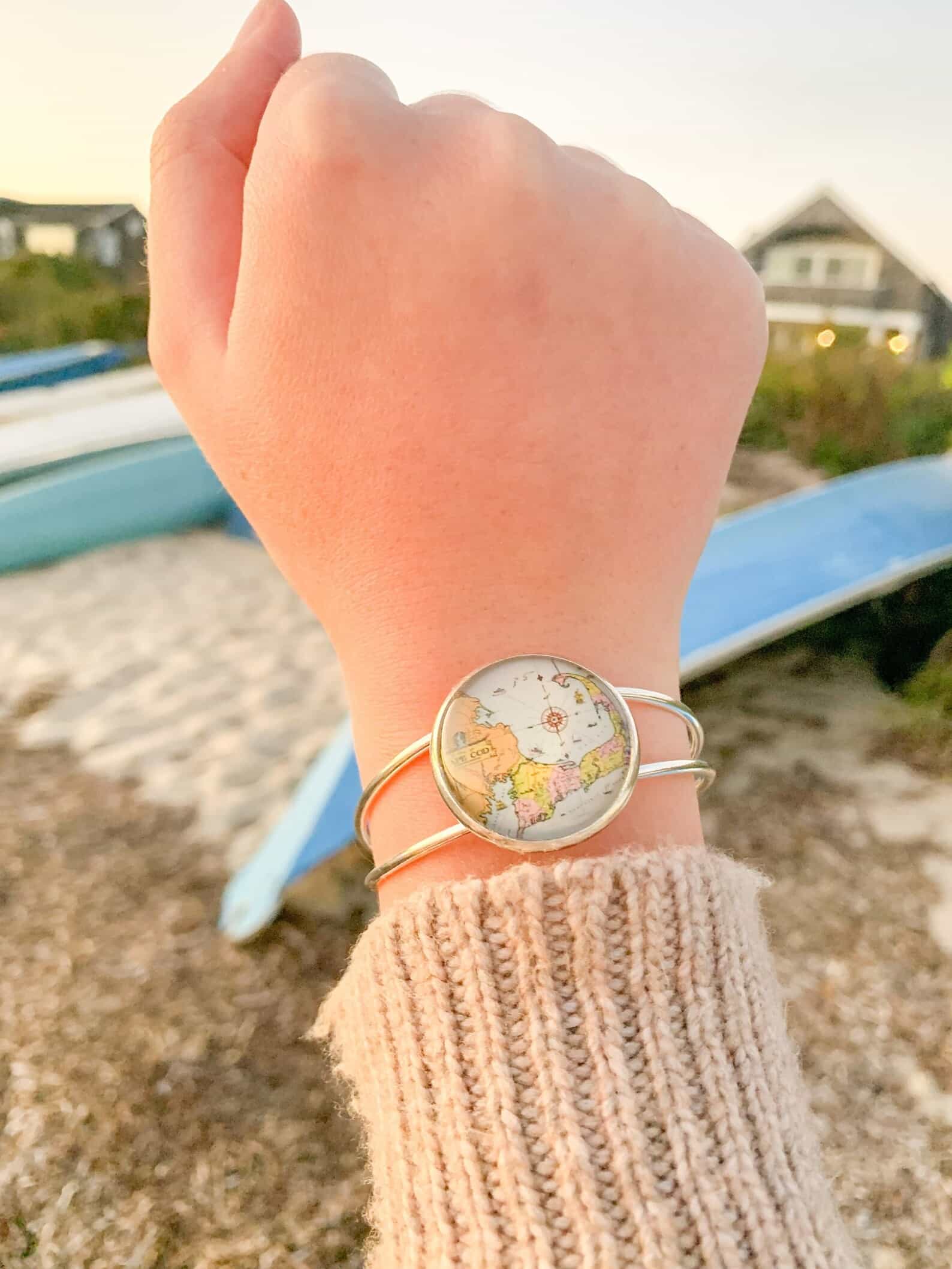 Stainless Steel Cape Cod Map Squeeze Bracelet