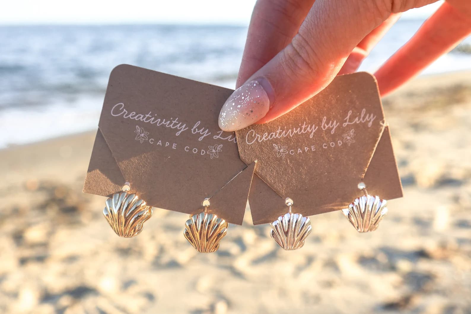 Shell 14k Gold and Sterling Silver Filled Dangle Earrings - Image 4