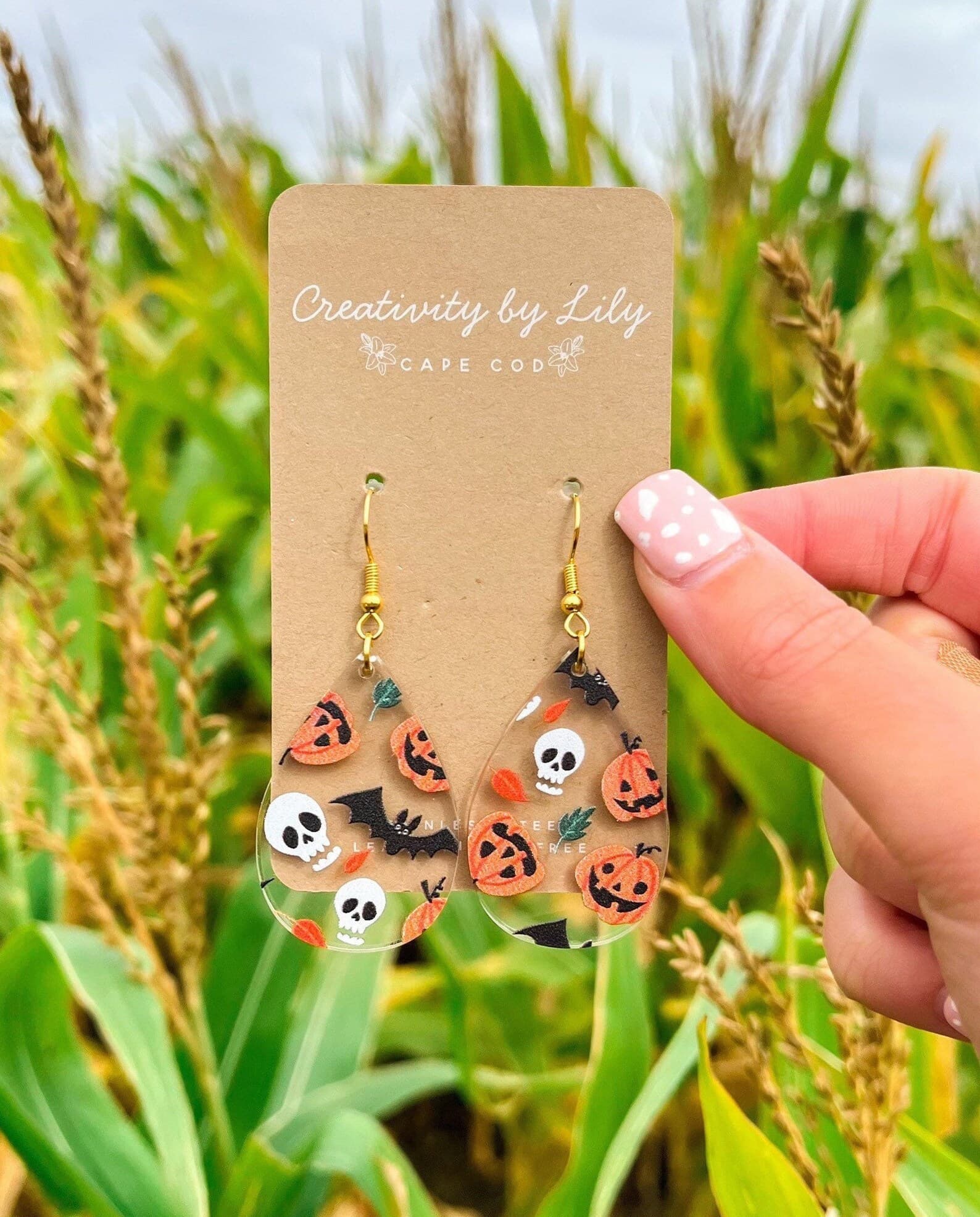 Halloween Acrylic Clear Teardrop Dangle Earrings