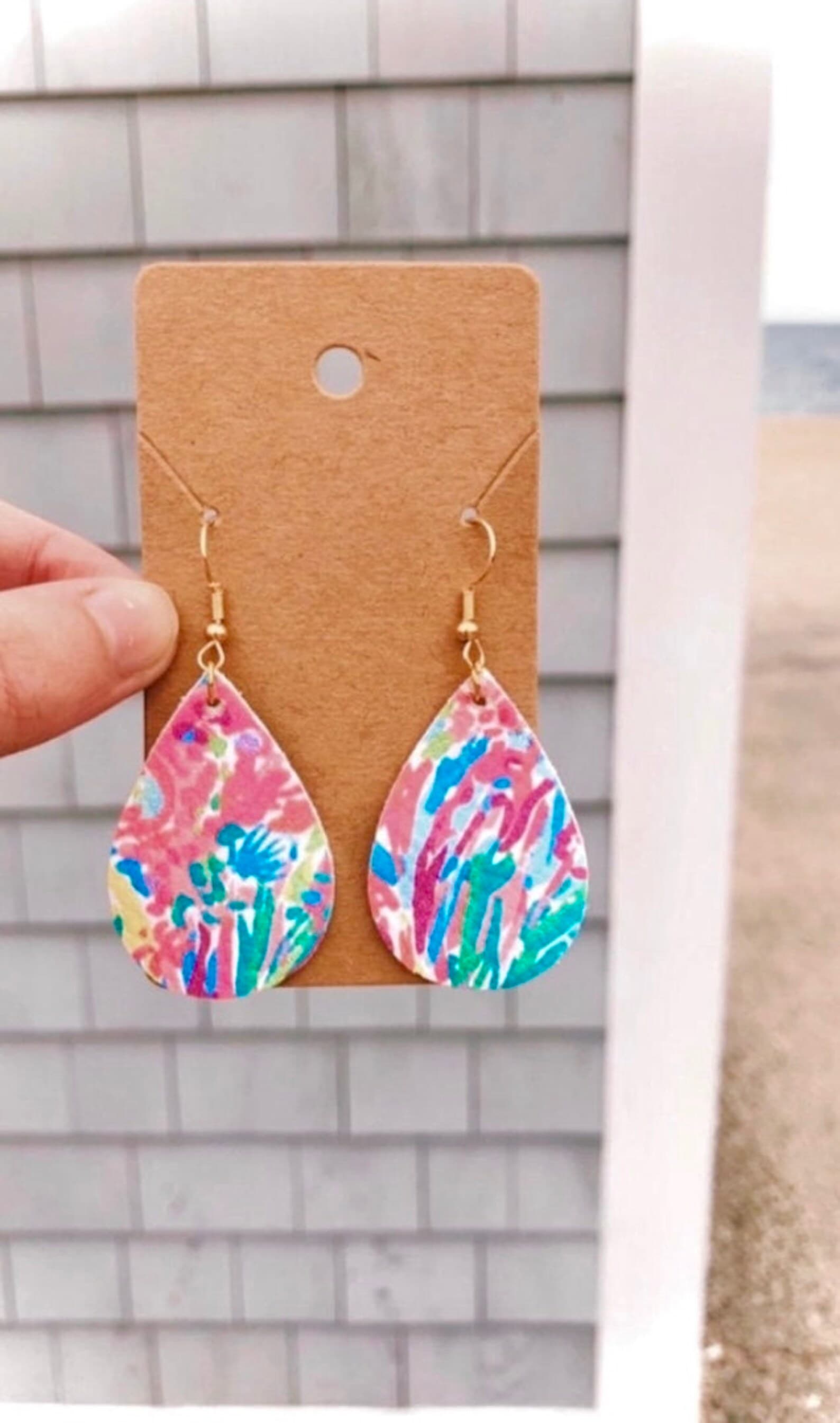 Pink Summer Lilly Dangle Earrings Gold
