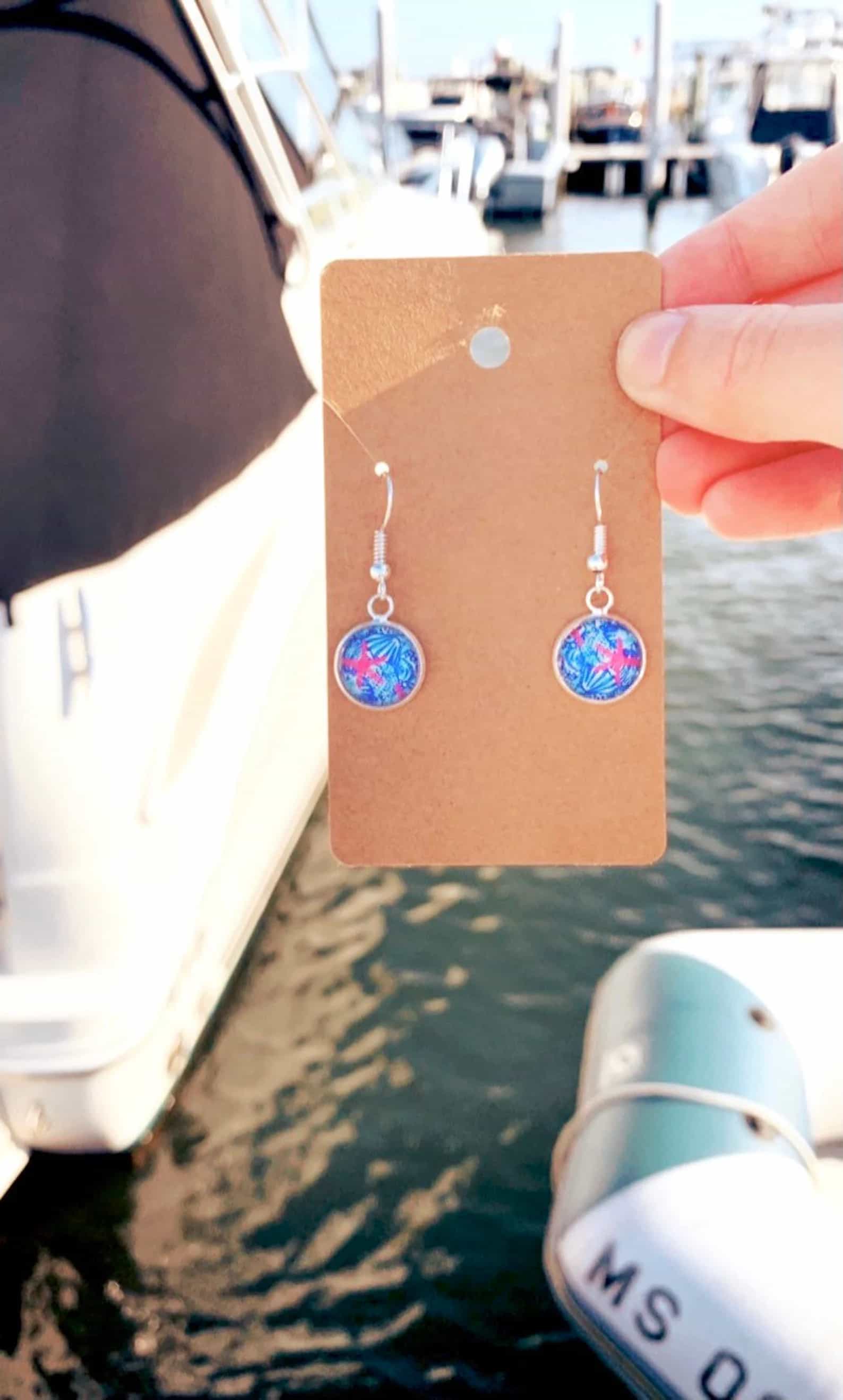 Blue And Pink Starfish Lilly Inspired Dangle Earrings