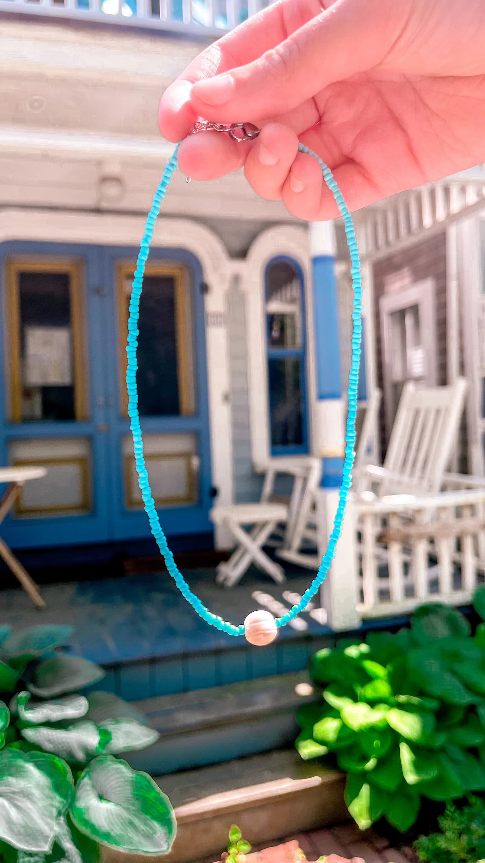 PEARL Seed Bead Summer Necklaces With Genuine Cultured Freshwater Pearl