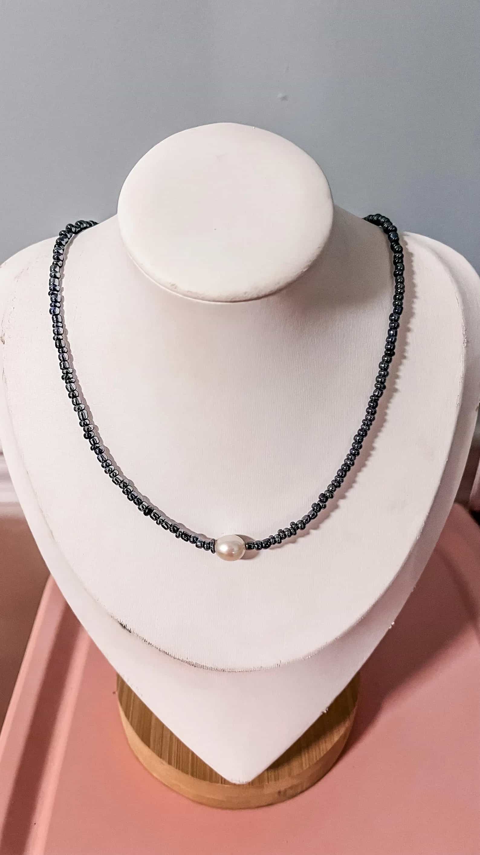 PEARL Seed Bead Summer Necklaces With Genuine Cultured Freshwater Pearl