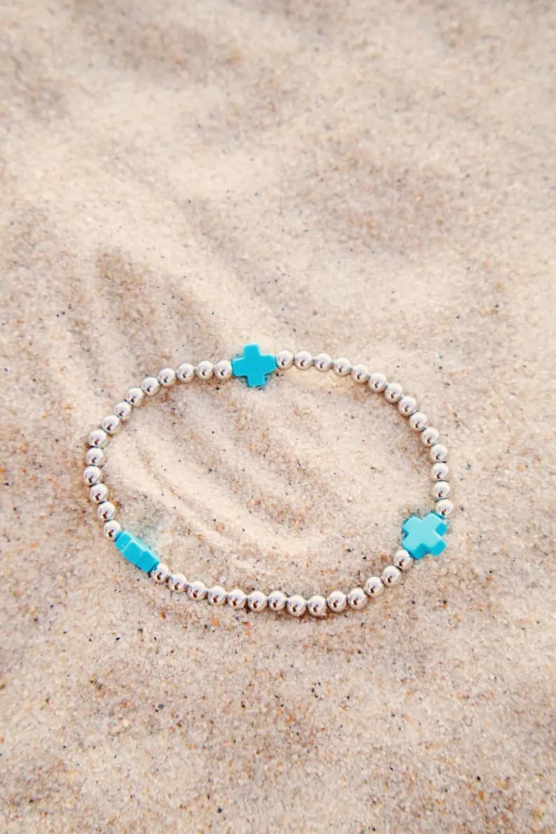 Sterling Silver Filled Shoreline Cross Bracelet