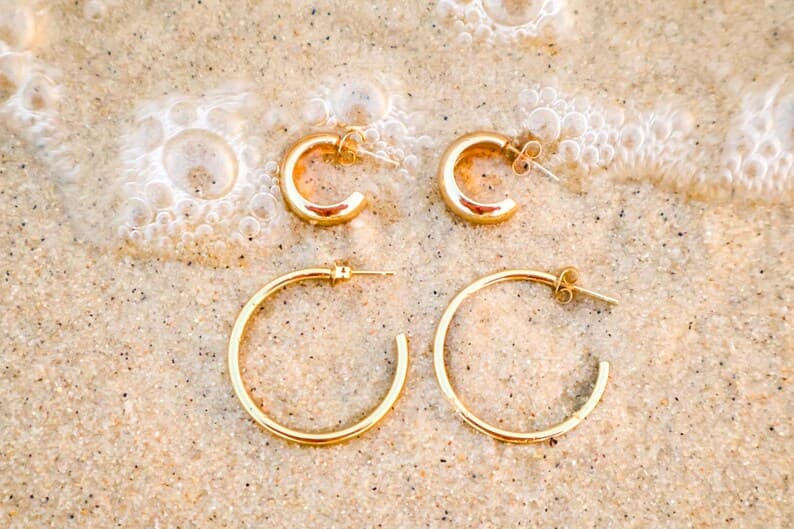 14k Gold Filled Dangle Mini & Large Hoops