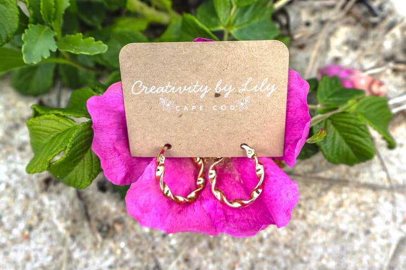 14k gold filled twisted dangle hoop earrings