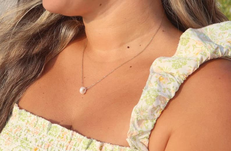 14k gold pearl princess dainty necklace waterproof