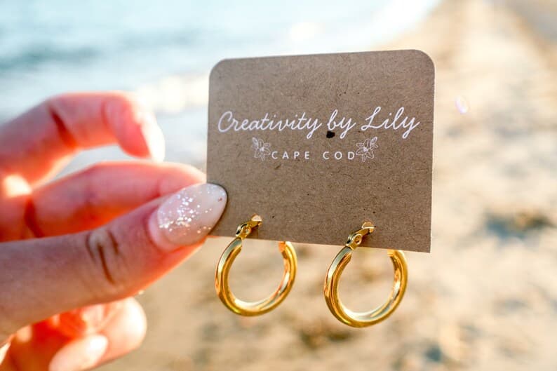 14k gold filled dangle hoop earrings