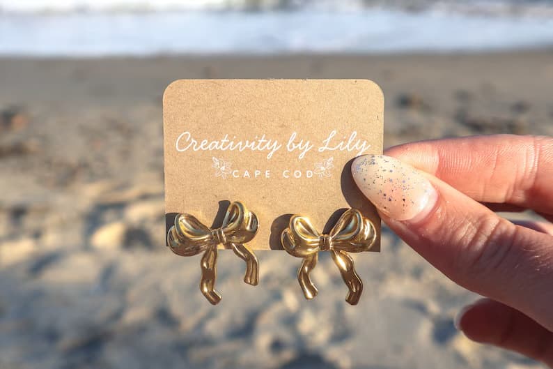 14k gold filled and sterling silver filled bow earrings