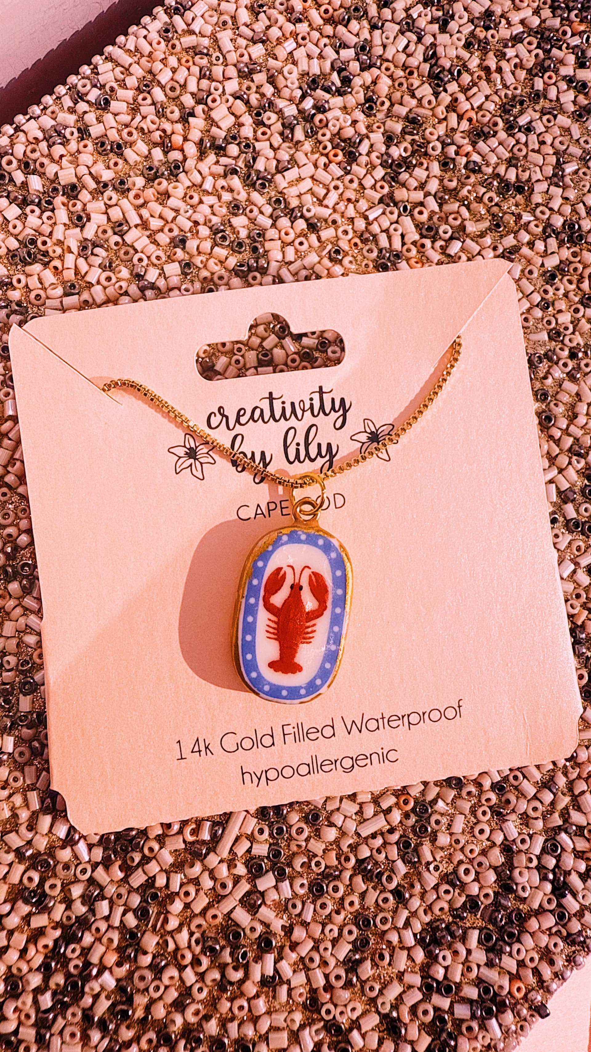 Ceramic waterproof lobster necklace